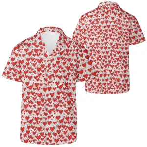 Scribble Hearts Mens Casual Hawaiian Shirt