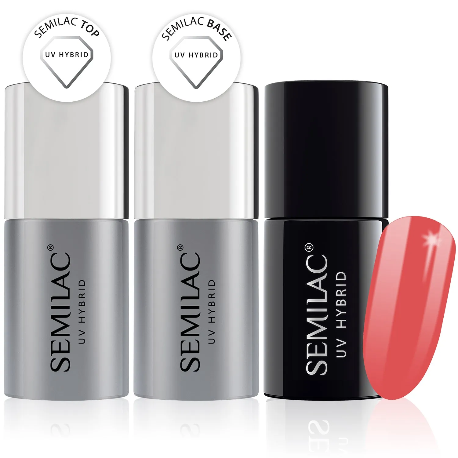 Semilac Base   Top   006 Classic Coral UV Gel Polish Set