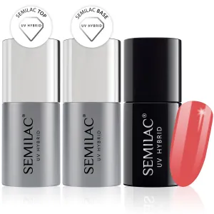 Semilac Base   Top   006 Classic Coral UV Gel Polish Set
