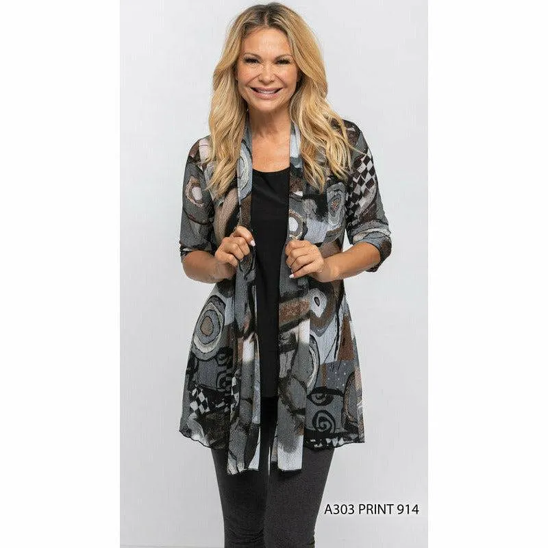 Sheer Cardigan - Browns/Grey/Black