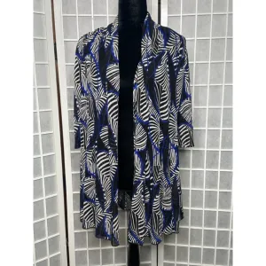 Sheer Cardigan -  Royal Blue/Black/White Print 439