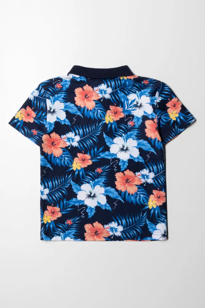Short Sleeve Golfer Navy And Green