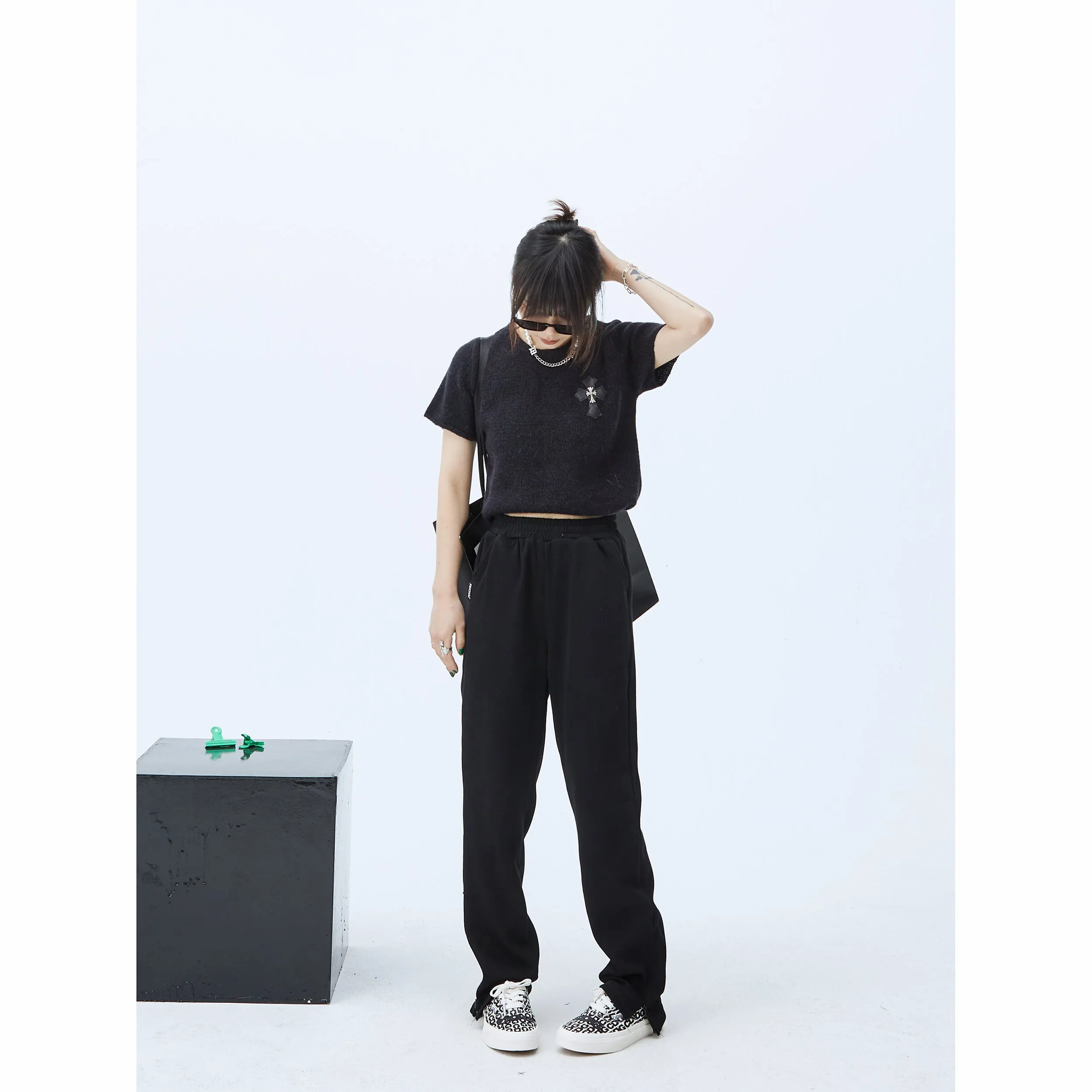 Side Slits Casual Elastic Waist Pants