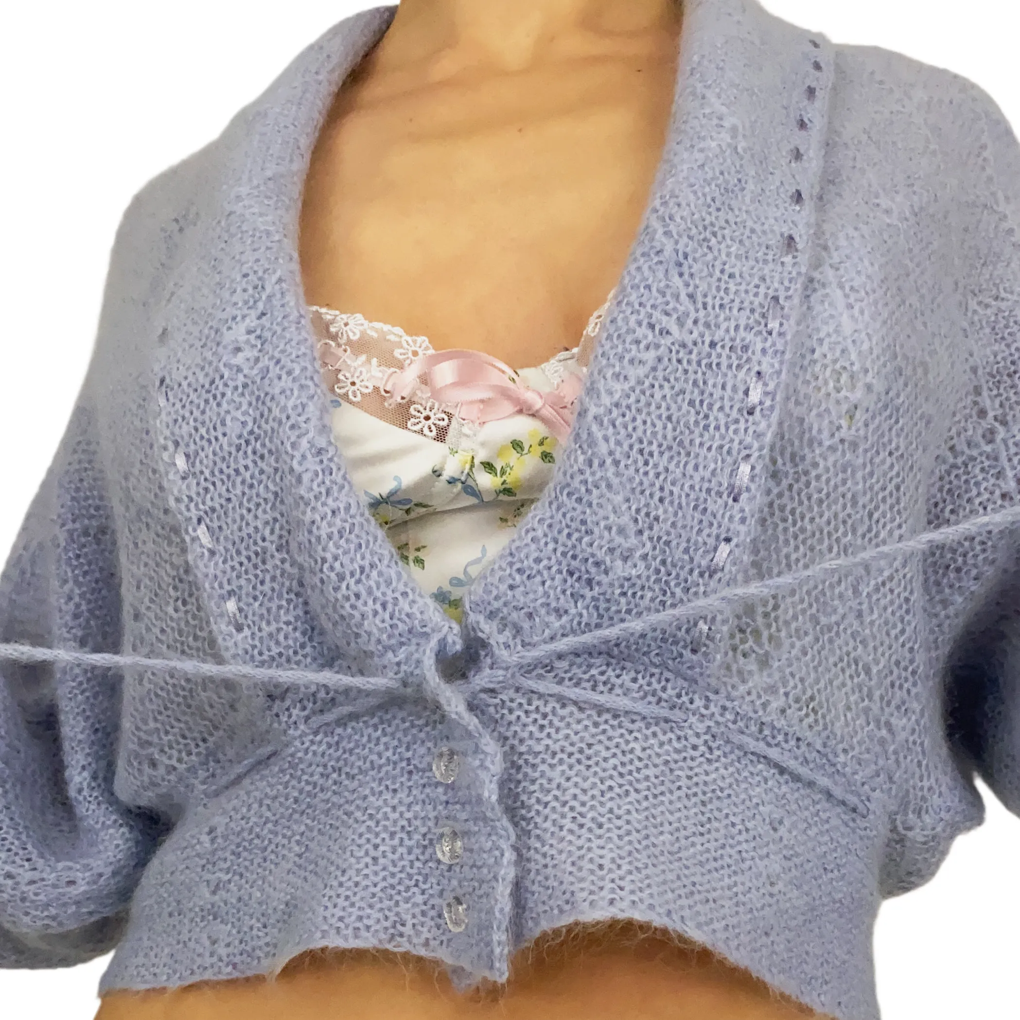Soft Mohair Pom Pom Cardi (M)