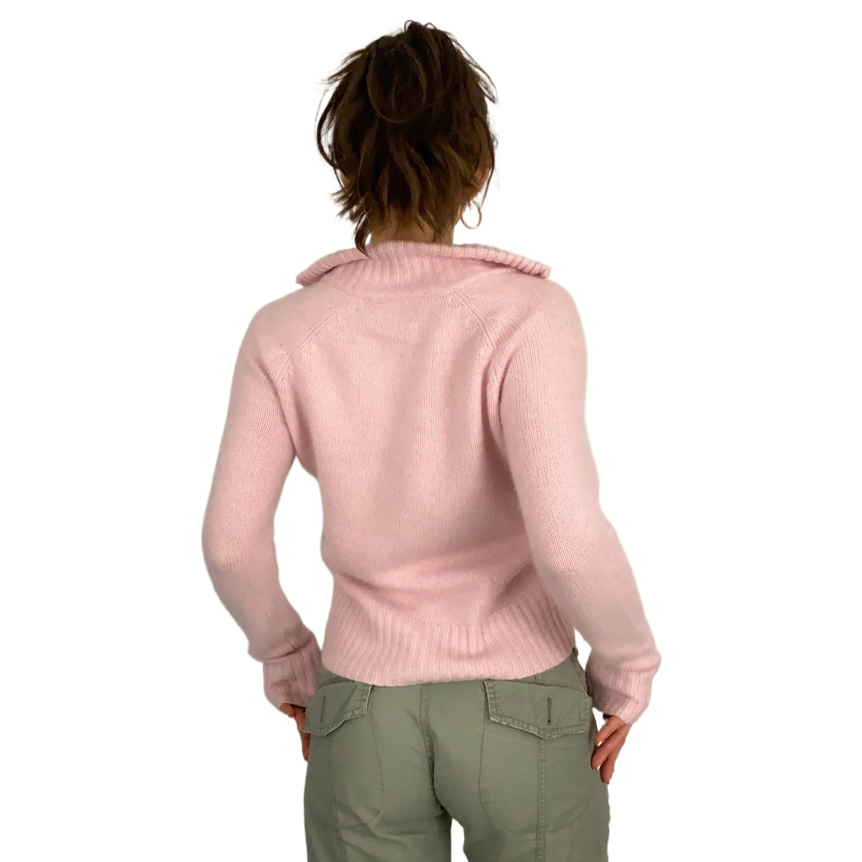 Soft Pink Cashmere Double Zip Sweater (S)