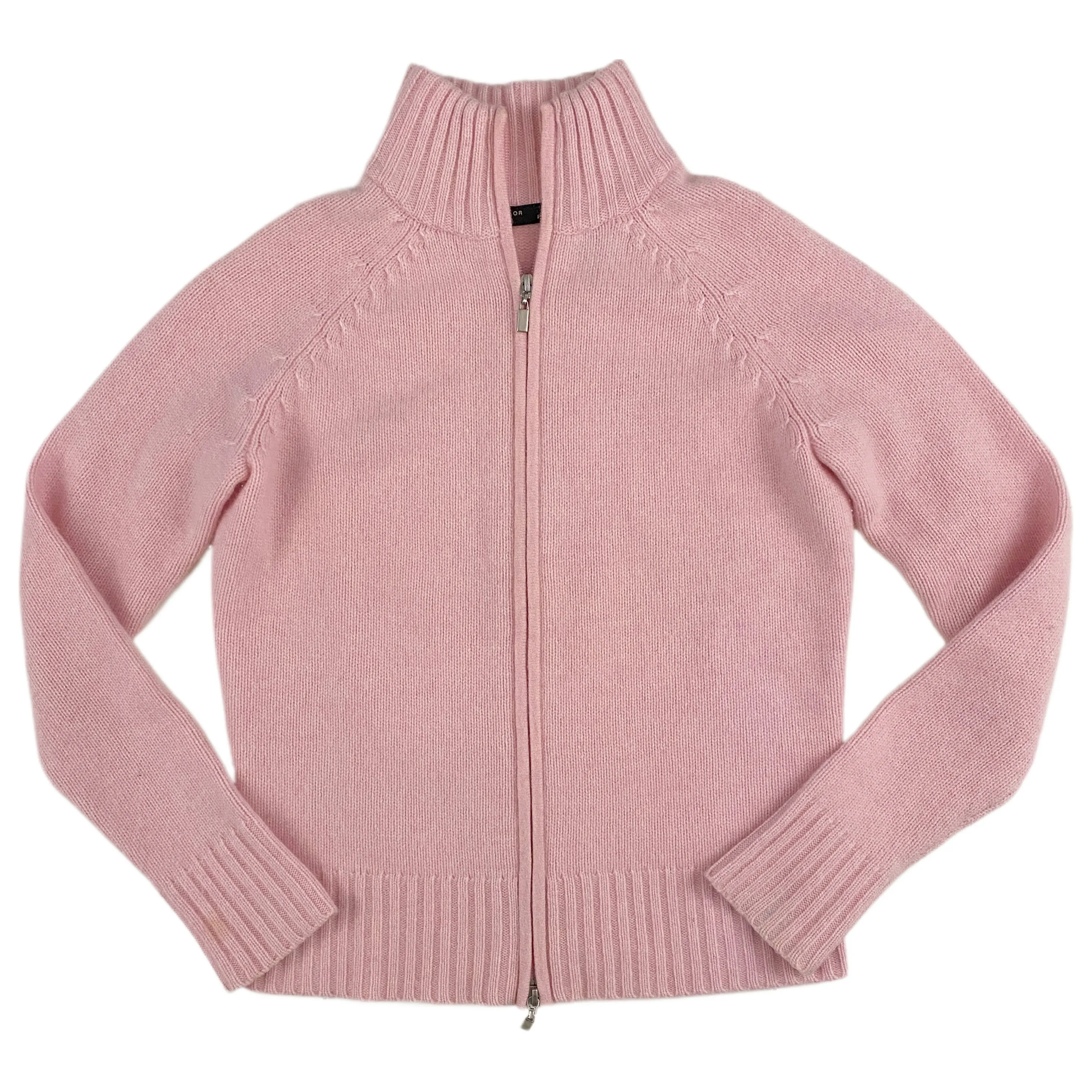 Soft Pink Cashmere Double Zip Sweater (S)