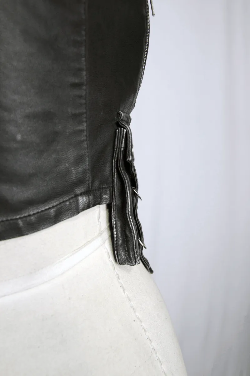 Steampunk Short PU Leather Vests for Women / Sleeveless Waistcoat with Pockets and Zipper