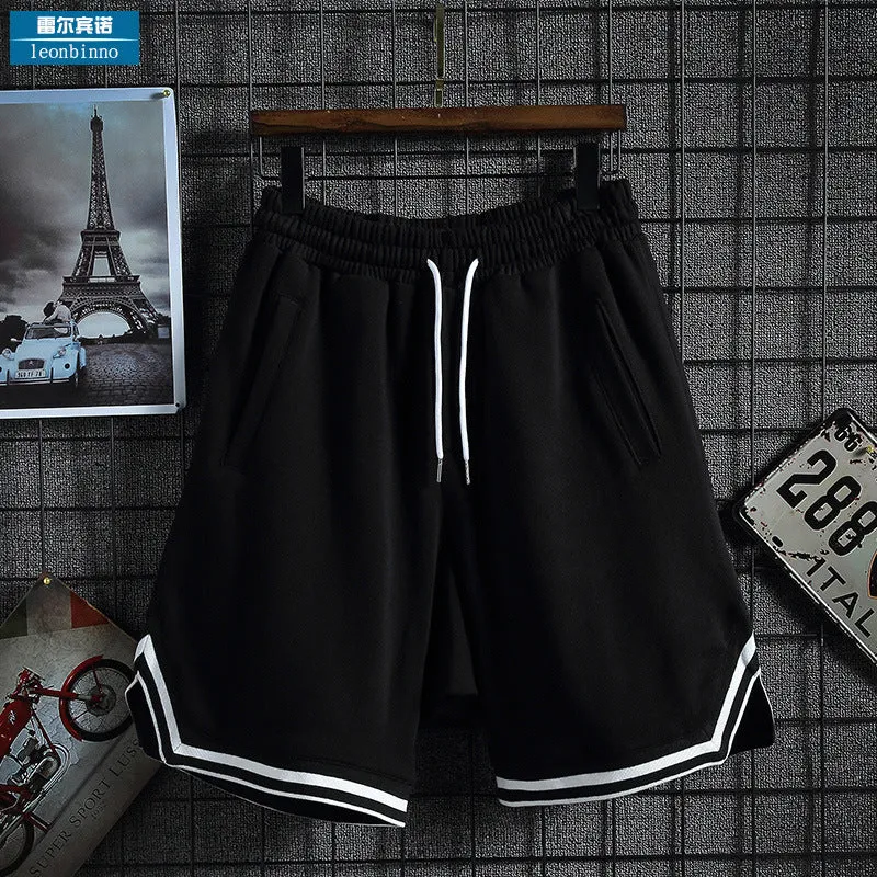 Summer Japanese Striped Spliced Gym Shorts Men Trendy Plus Size Loose Basketball Pants Bermuda Korean Bermuda Shorts
