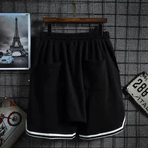 Summer Japanese Striped Spliced Gym Shorts Men Trendy Plus Size Loose Basketball Pants Bermuda Korean Bermuda Shorts