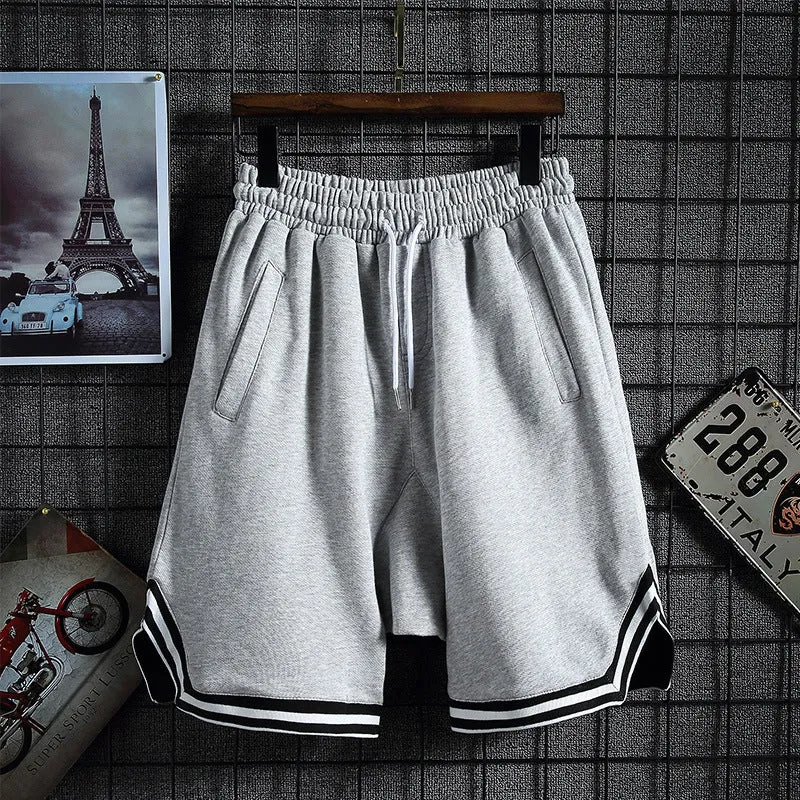 Summer Japanese Striped Spliced Gym Shorts Men Trendy Plus Size Loose Basketball Pants Bermuda Korean Bermuda Shorts