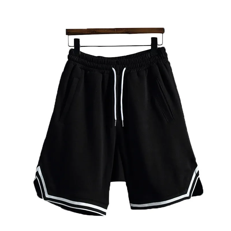Summer Japanese Striped Spliced Gym Shorts Men Trendy Plus Size Loose Basketball Pants Bermuda Korean Bermuda Shorts