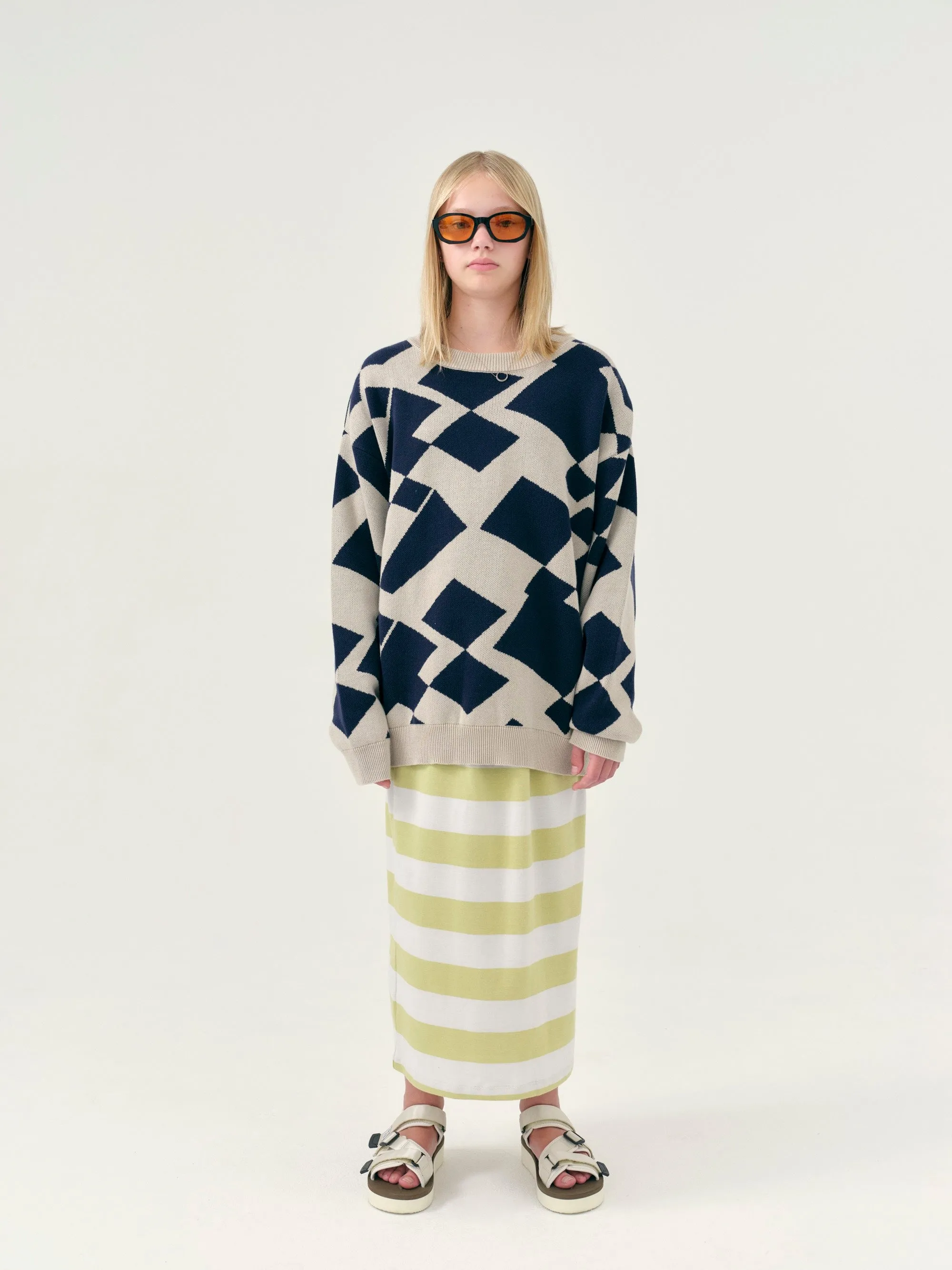 Sweater Knitted Oat Navy
