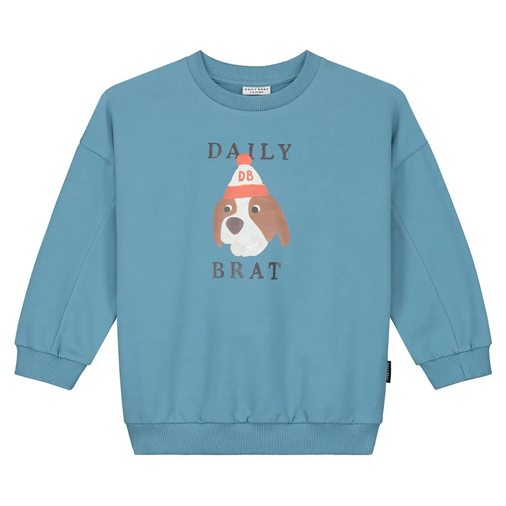 Sweater Quirky Dog Soft Snow Blue