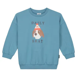 Sweater Quirky Dog Soft Snow Blue