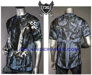 Sword Print Mens Tee Shirt- Clearance