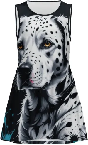 TAIZIYEAH Spotted Dog Casual Tank Top Skirt Womens Sundress Casual Summer Sexy Beach Clothes