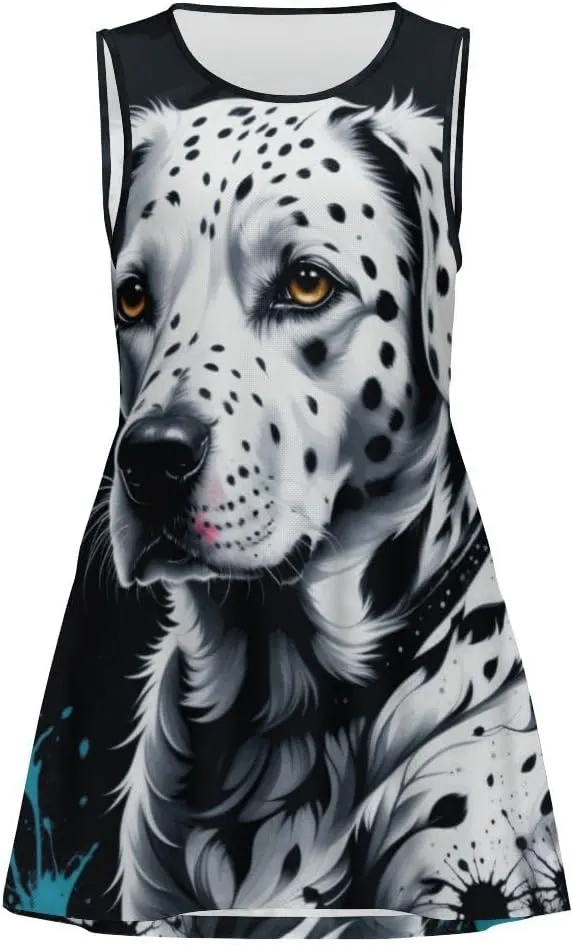 TAIZIYEAH Spotted Dog Casual Tank Top Skirt Womens Sundress Casual Summer Sexy Beach Clothes