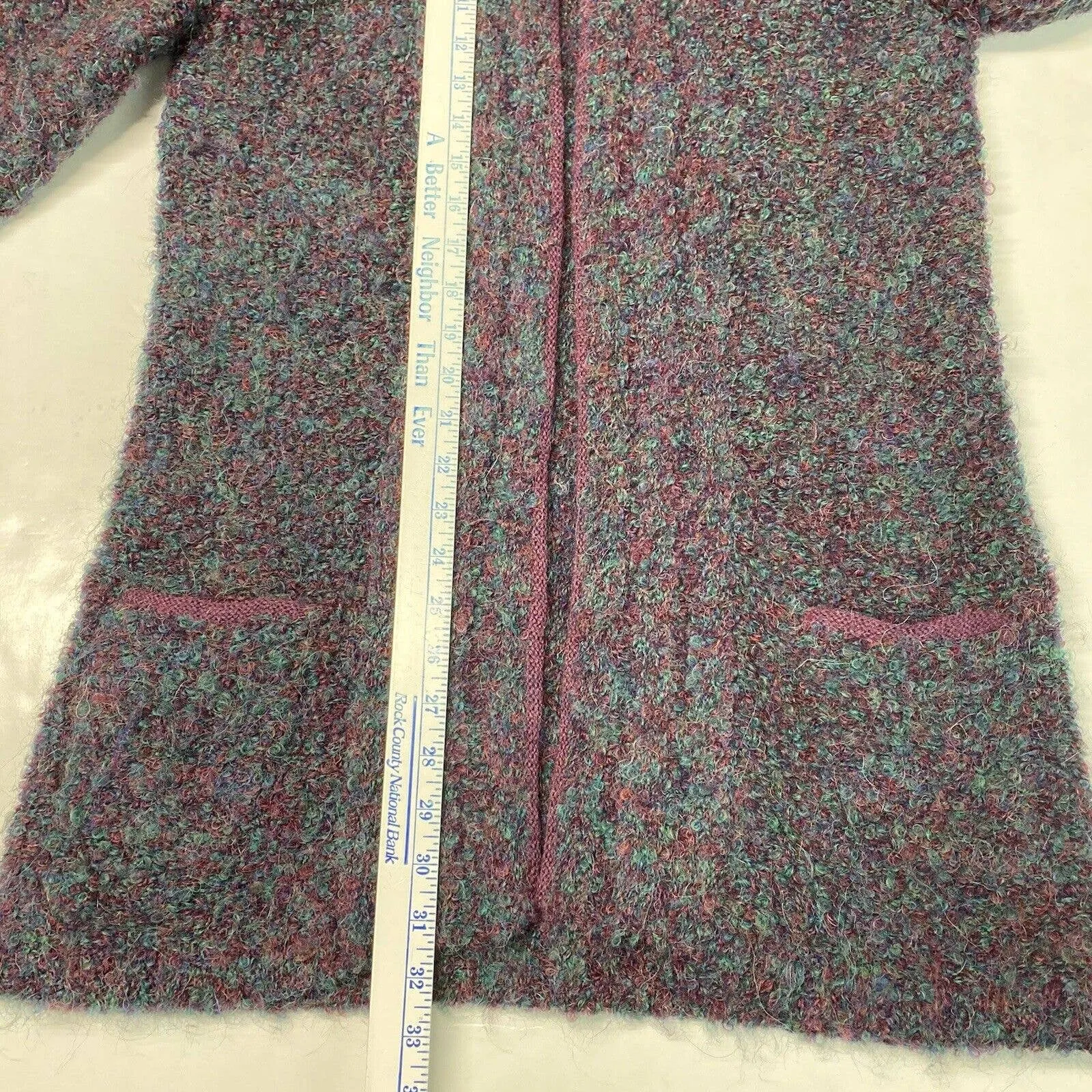 Tey-Art Alpaca Wool Blend Cardigan Sz Medium Hand-Made Sweater Peru Fuzzy Soft