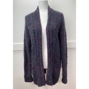 Tey-Art Alpaca Wool Blend Cardigan Sz Medium Hand-Made Sweater Peru Fuzzy Soft