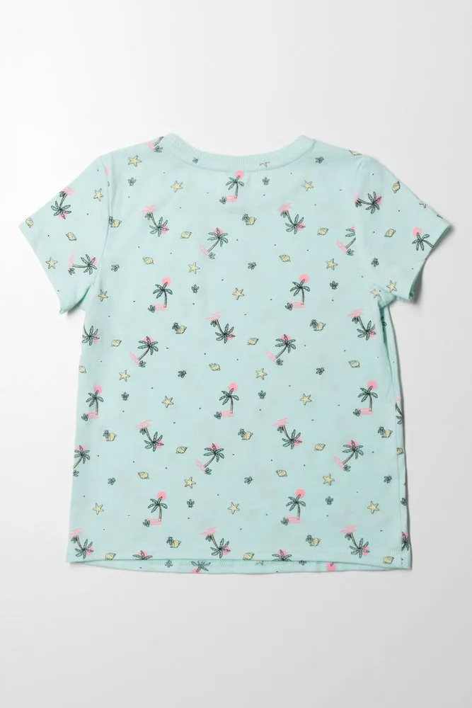Tropical Printed T-Shirt Mint Green