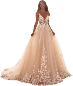 Tulle Lace Wedding Dresses for Bride 2025 Mermaid Off Shoulder A-Line V-Neck Beach Wedding Bridal Gowns for Women