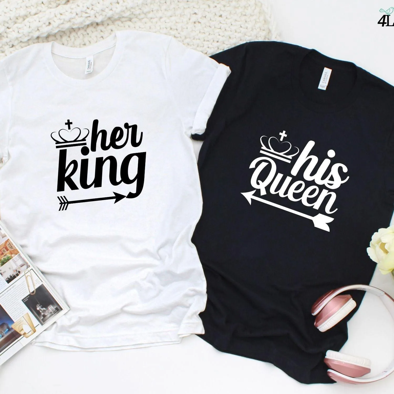 Valentine Matching Set: His Queen & Her King Gift for Couples
