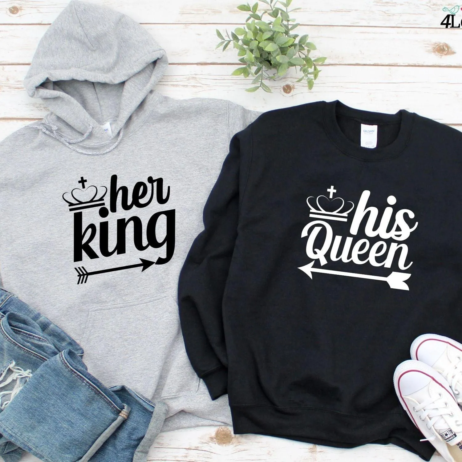 Valentine Matching Set: His Queen & Her King Gift for Couples