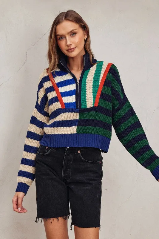 Varsity Stripes Collared Sweater