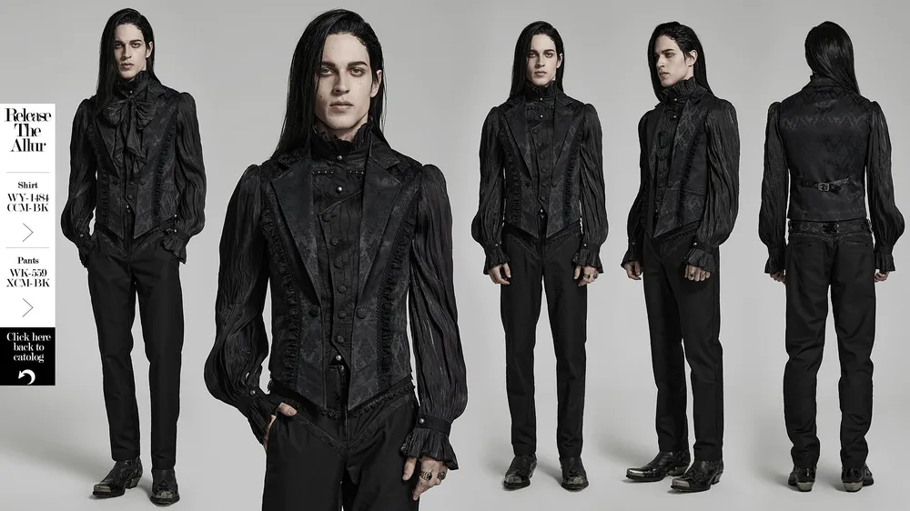 Victorian Gothic Jacquard Lace-Up Vest Waistcoat
