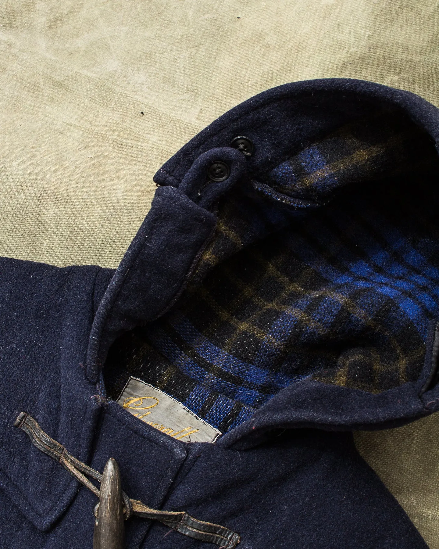 Vintage 60's "Gold Label" Gloverall Wool Duffle Coat Navy