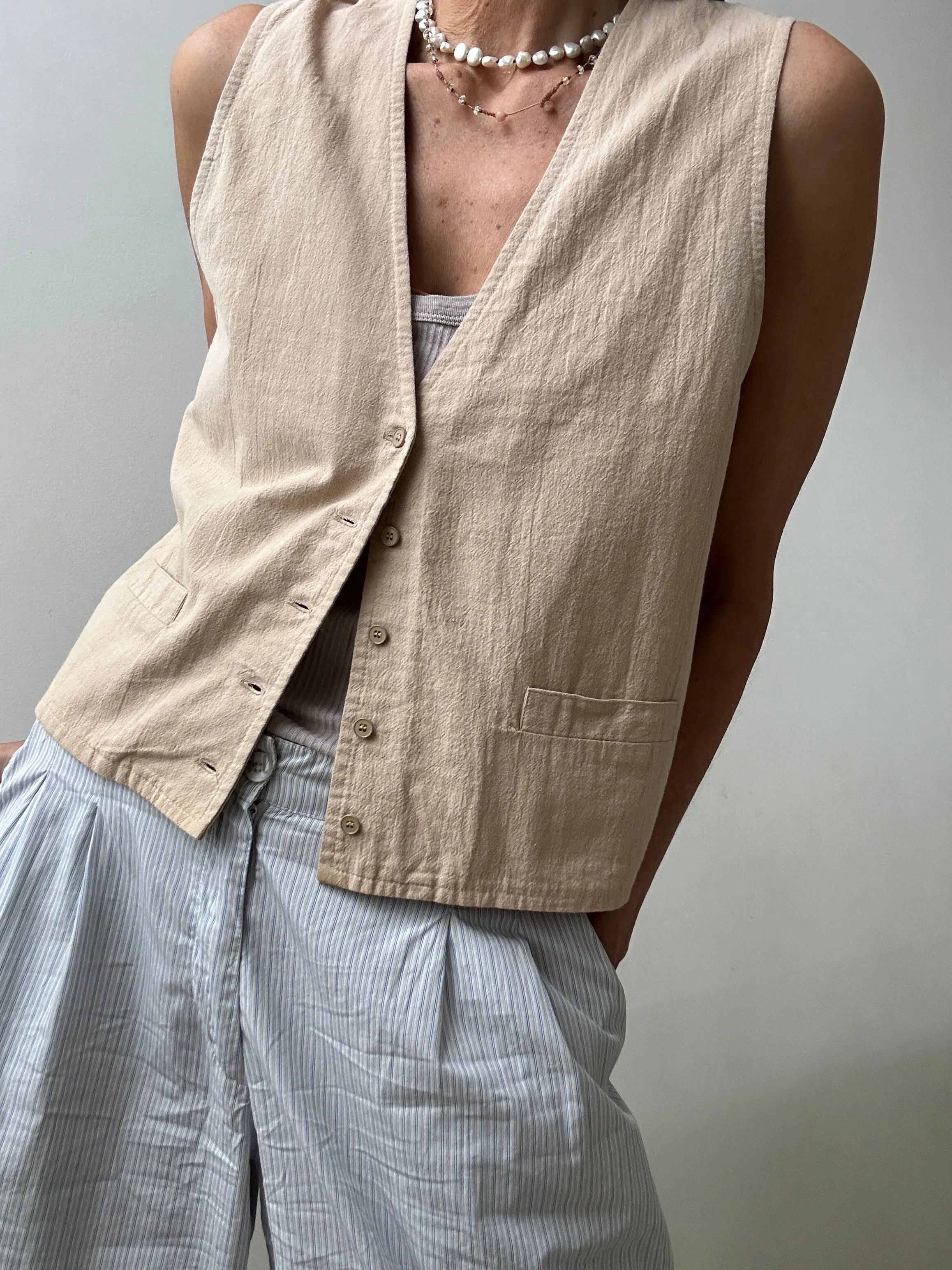 Vintage Cotton Vest Apricot