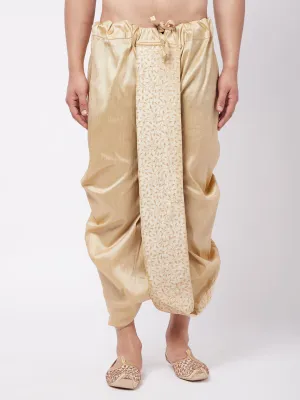 VM By VASTRAMAY Men's Gold Silk Blend Embroidered Dhoti