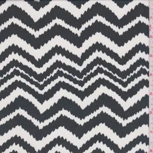 White/Black Jagged Chevron Georgette Fabric