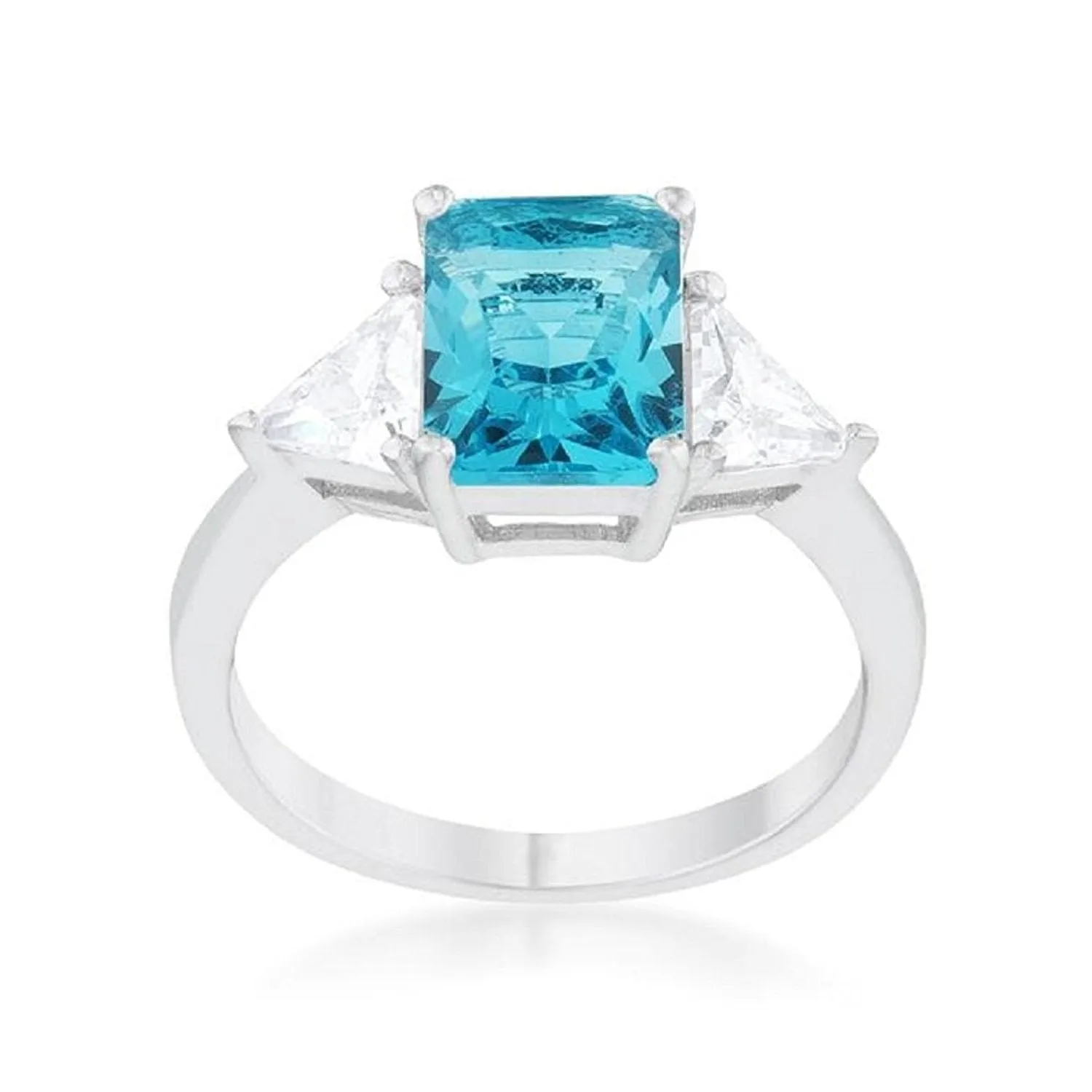 WildKlass Classic Blue Topaz Rhodium Plated Engagement Ring