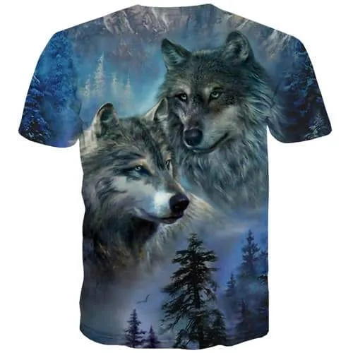 Wolf T shirts Men Forest Tshirt Anime Animal Tshirts Cool Mountain Tshirts Casual Abstract Tshirts Novelty Short Sleeve