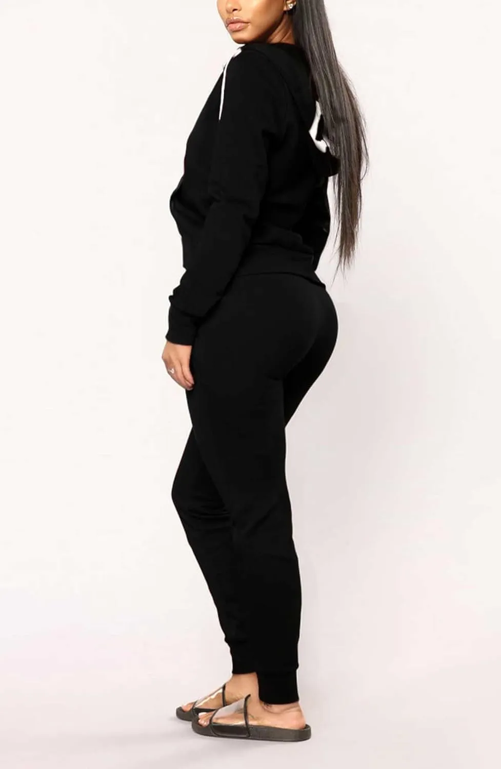 Women 2 Piece Sweatsuit Fall Outfits jogger Tracksuit Sweatpants Sets Casual Long Sleeve Zip Up Hoodie