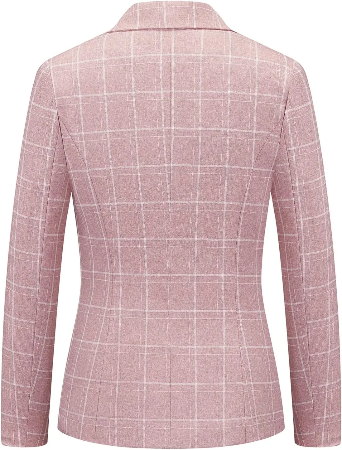 Womens 2 Piece Plaid Suits Set Business Office One Button Blazer Jacket Casual Long Sleeve Pant Suit Set