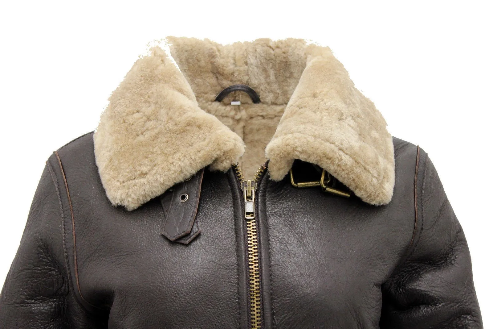 Women's Brown B3 WW2 Ginger Real Thick Sheepskin Leather Flying Jacket