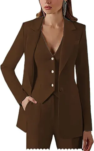 Women's Business Pant Suit One Button Blazer Set Pant Suits for Women Dressy Pants Suit for Office