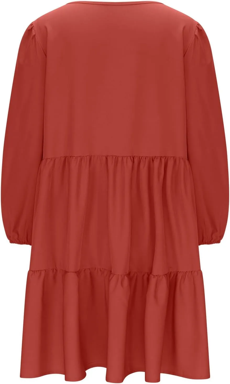 Women's Casual Dresses Fall Winter Lantern Long Sleeve High Waisted Ruffle Flowy Tiered Mini Dress Cute Babydoll Dress