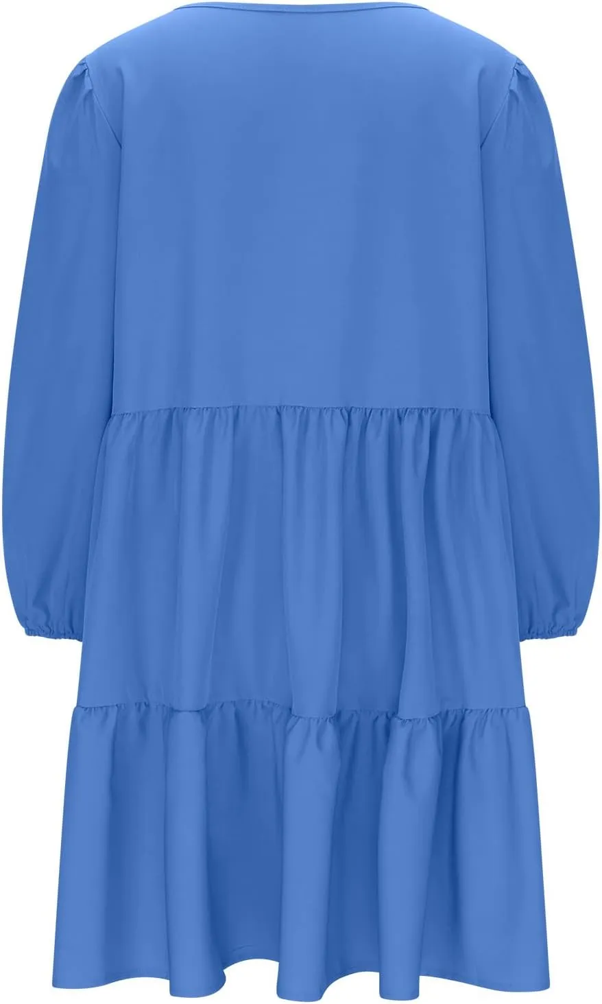 Women's Casual Dresses Fall Winter Lantern Long Sleeve High Waisted Ruffle Flowy Tiered Mini Dress Cute Babydoll Dress