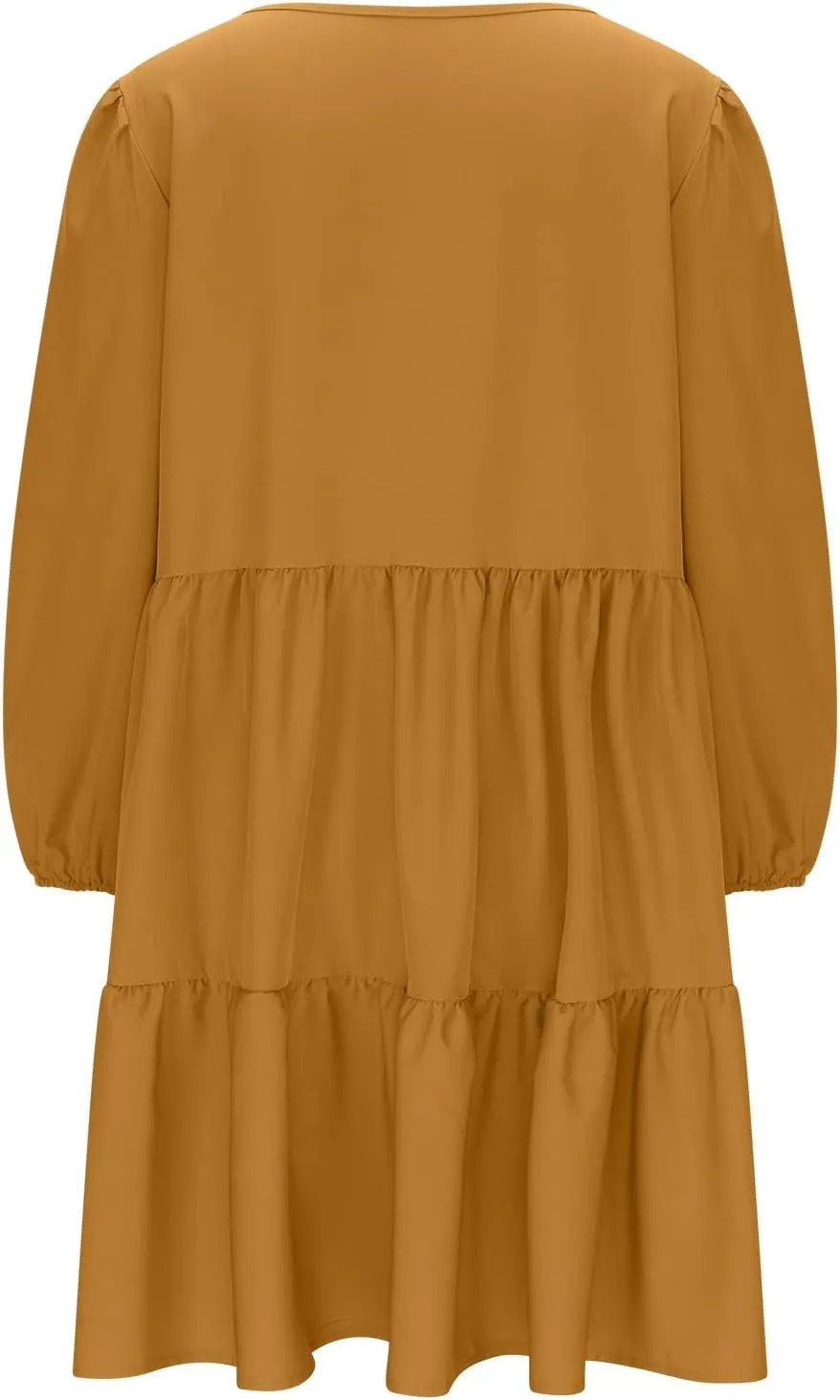 Women's Casual Dresses Fall Winter Lantern Long Sleeve High Waisted Ruffle Flowy Tiered Mini Dress Cute Babydoll Dress