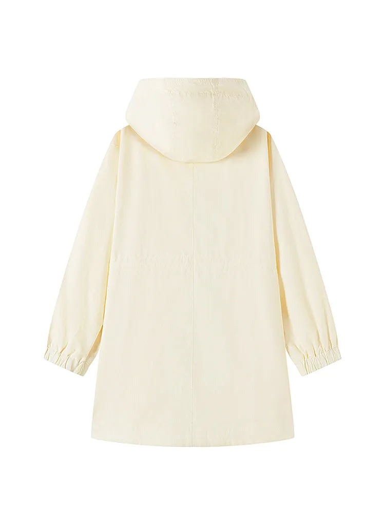Women's Cotton/Nylon Cross Grain Large Pocket Loose Chemical Fiber Coat