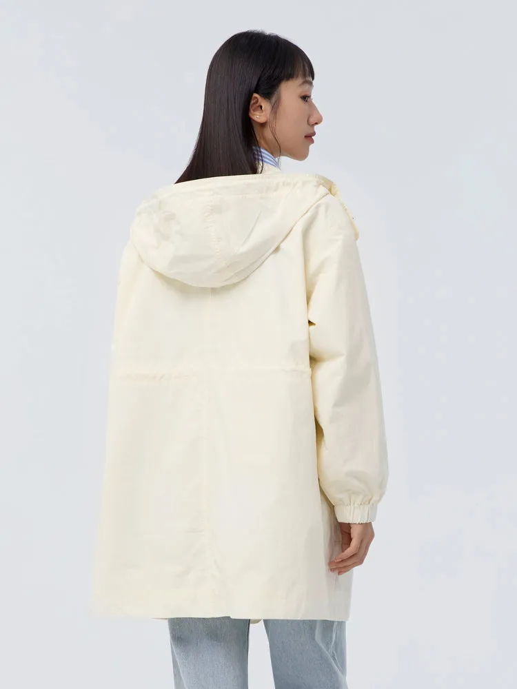 Women's Cotton/Nylon Cross Grain Large Pocket Loose Chemical Fiber Coat