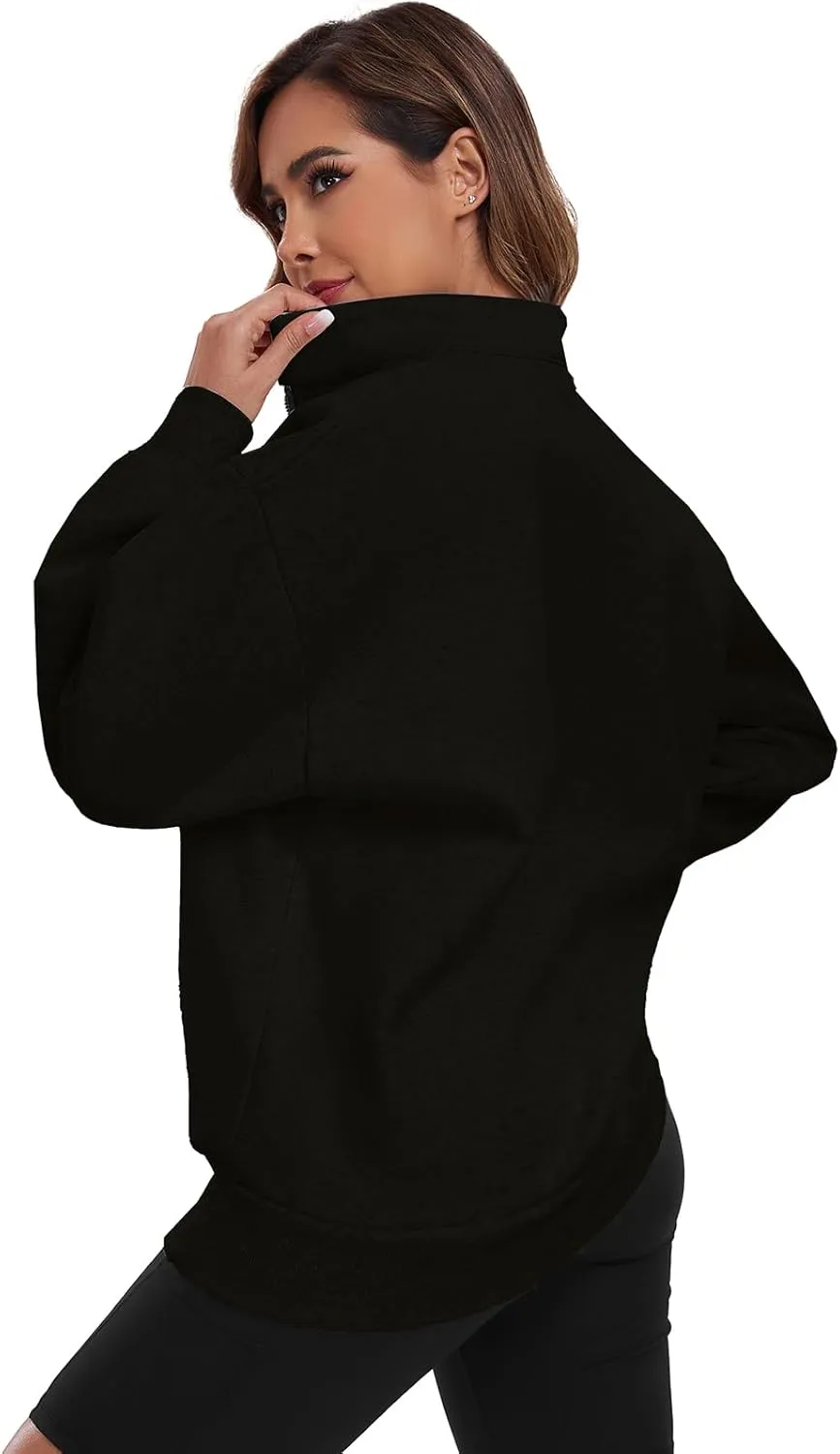 Womens Oversized Sweatshirts Hoodies Fleece Half Zip Pullover Top Casual Long Sleeves Trendy Fashion Outfit Clothes