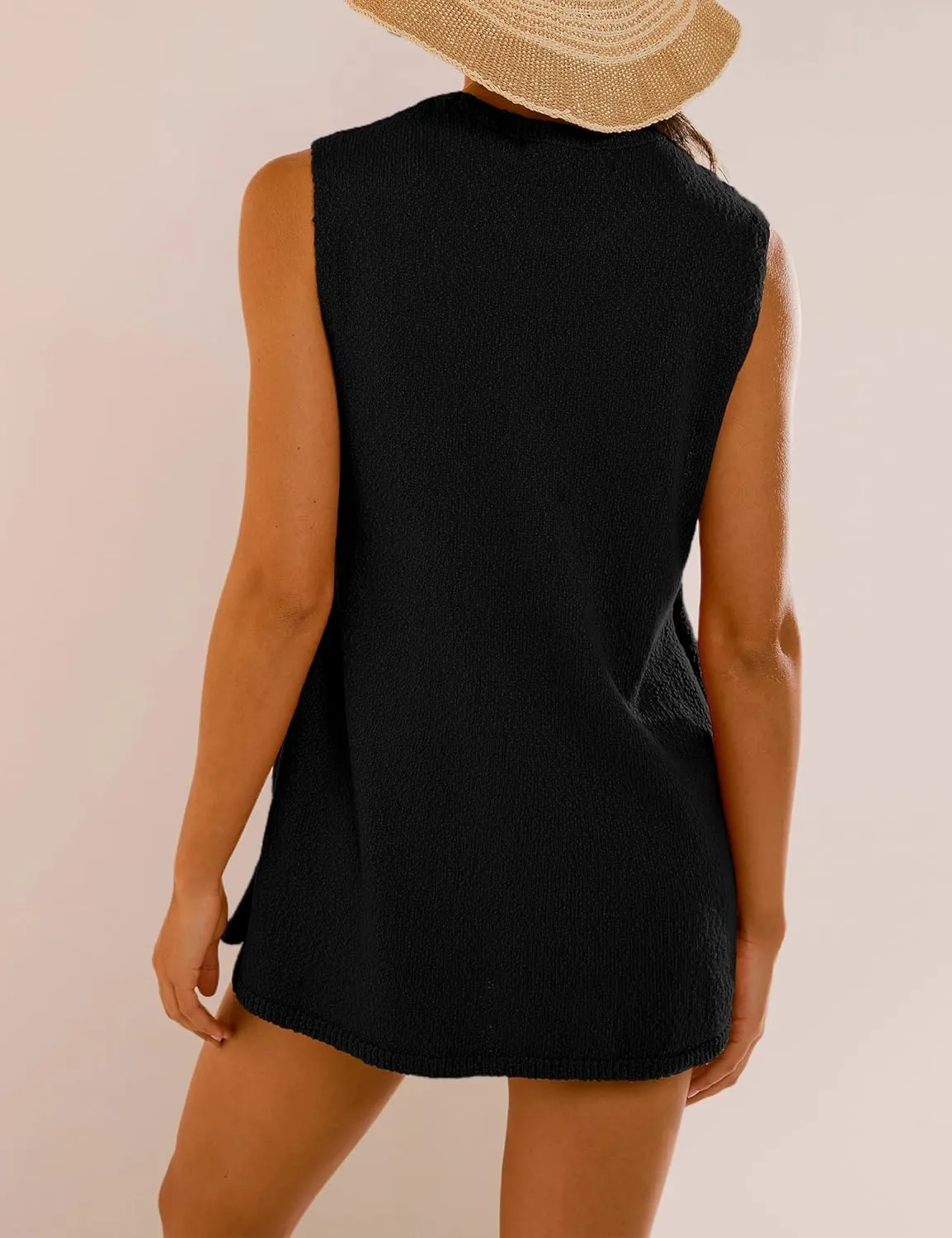 Womens Summer Knit Lounge Sets 2 Piece Sweater Sets Tank Top and Shorts Matching Beach Vacation Outfits