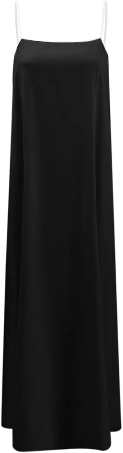 Women's Summer Linen Maxi Dress Contrast Spaghetti Strap Dress Backless Sleeveless Casual Party Beach Flowy Sundress