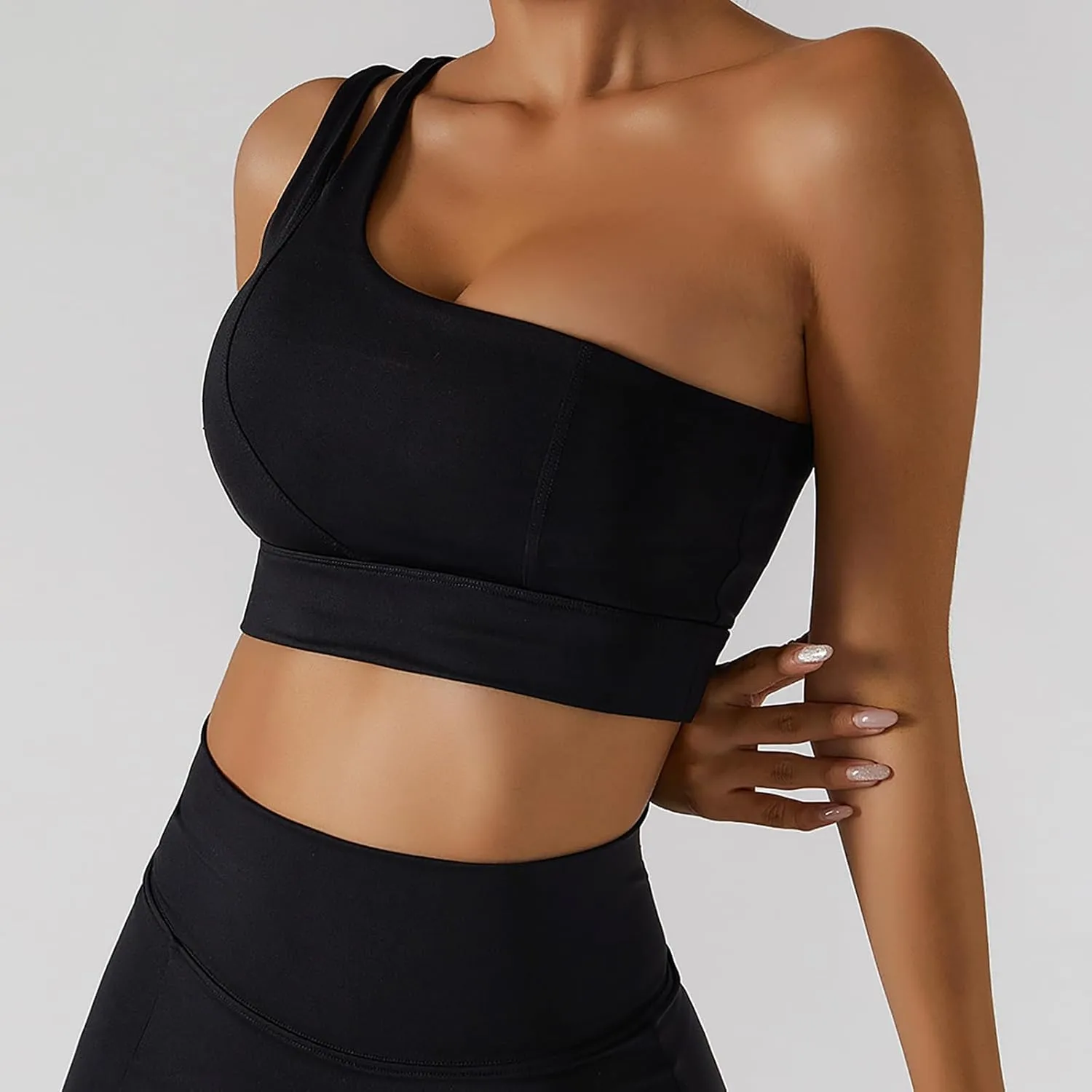 Women's Tennis Skirts Sport Bra Set High Waisted Golf Skorts Skirt One Shoulder Sports Running Workout Activewear