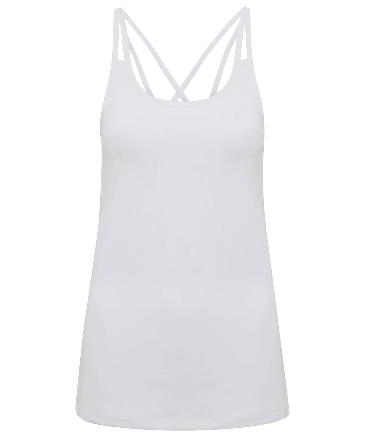 Womens TriDri® laser cut spaghetti strap vest | White