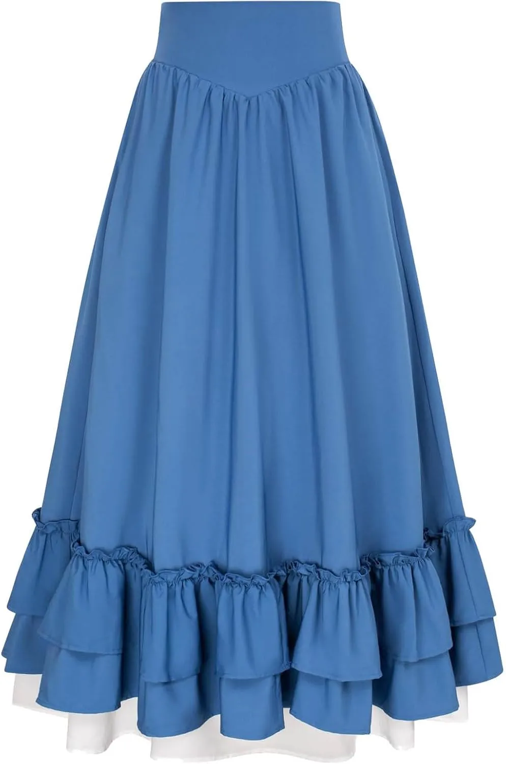 Women's Vintage Gothic Victorian Skirt with Multi-Layer Ruffles High Waist Medieval Renaissance Skirts Goth Maxi Skirts